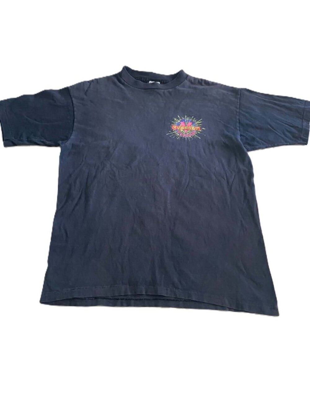 Vintage 90s Vuarnet France T Shirt XL Made USA Faded Neon Graphic 100% Cotton